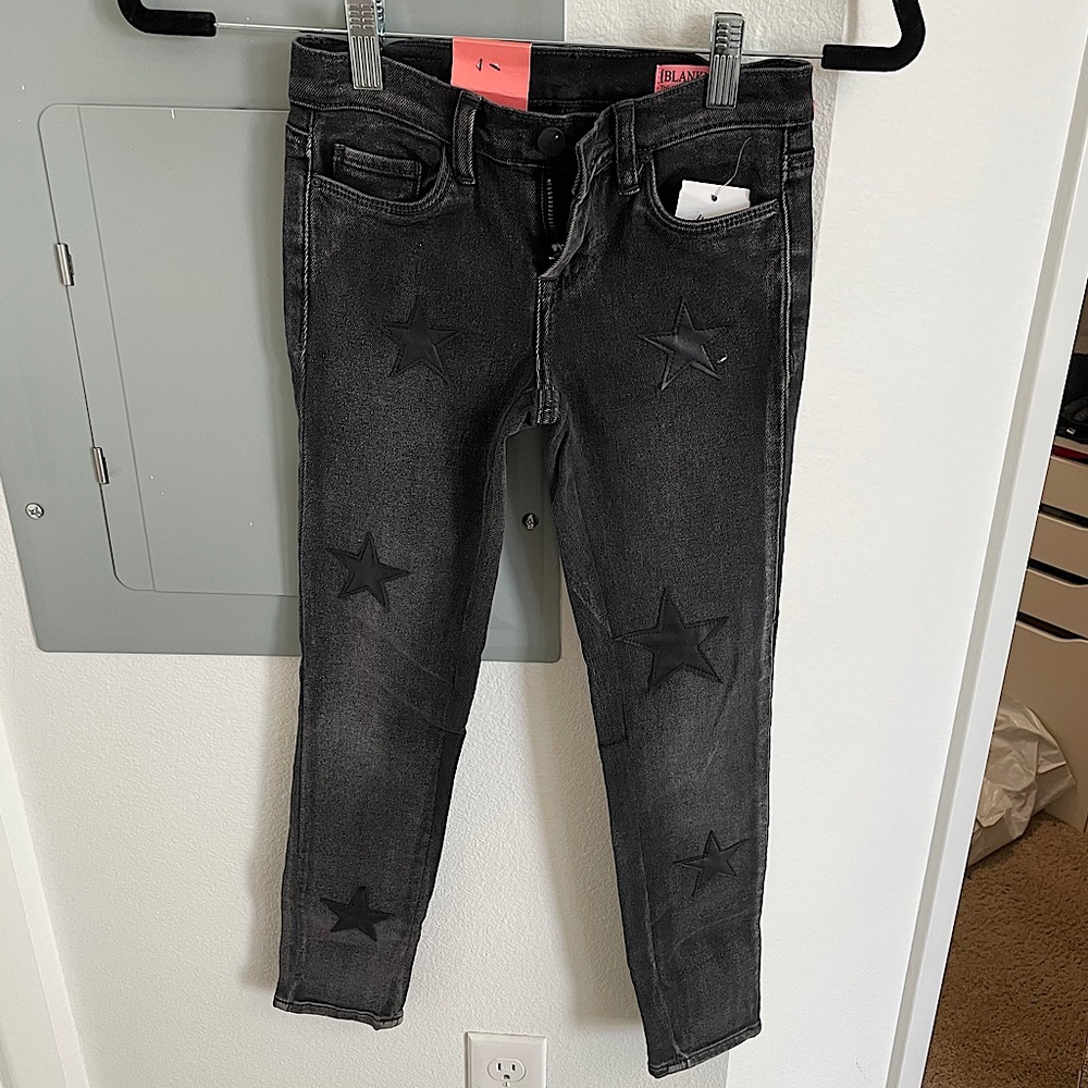 Blank NYC kids Mercer black leather skinny jeans